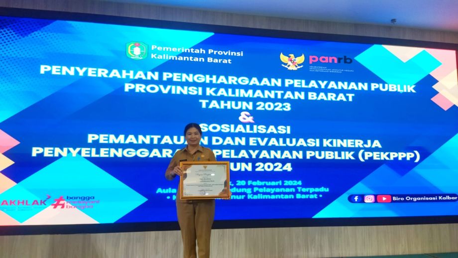 Dinkes Prov Kalbar Raih Penghargaan Dari Ombudsman RI